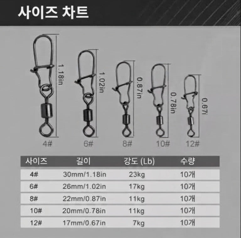 50개입 스테인리스 스틸 낚시 커넥터 핀