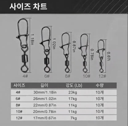 50개입 스테인리스 스틸 낚시 커넥터 핀