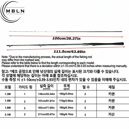 초경량 카본 베이트캐스팅 낚싯대 - 장거리 해안 캐스팅